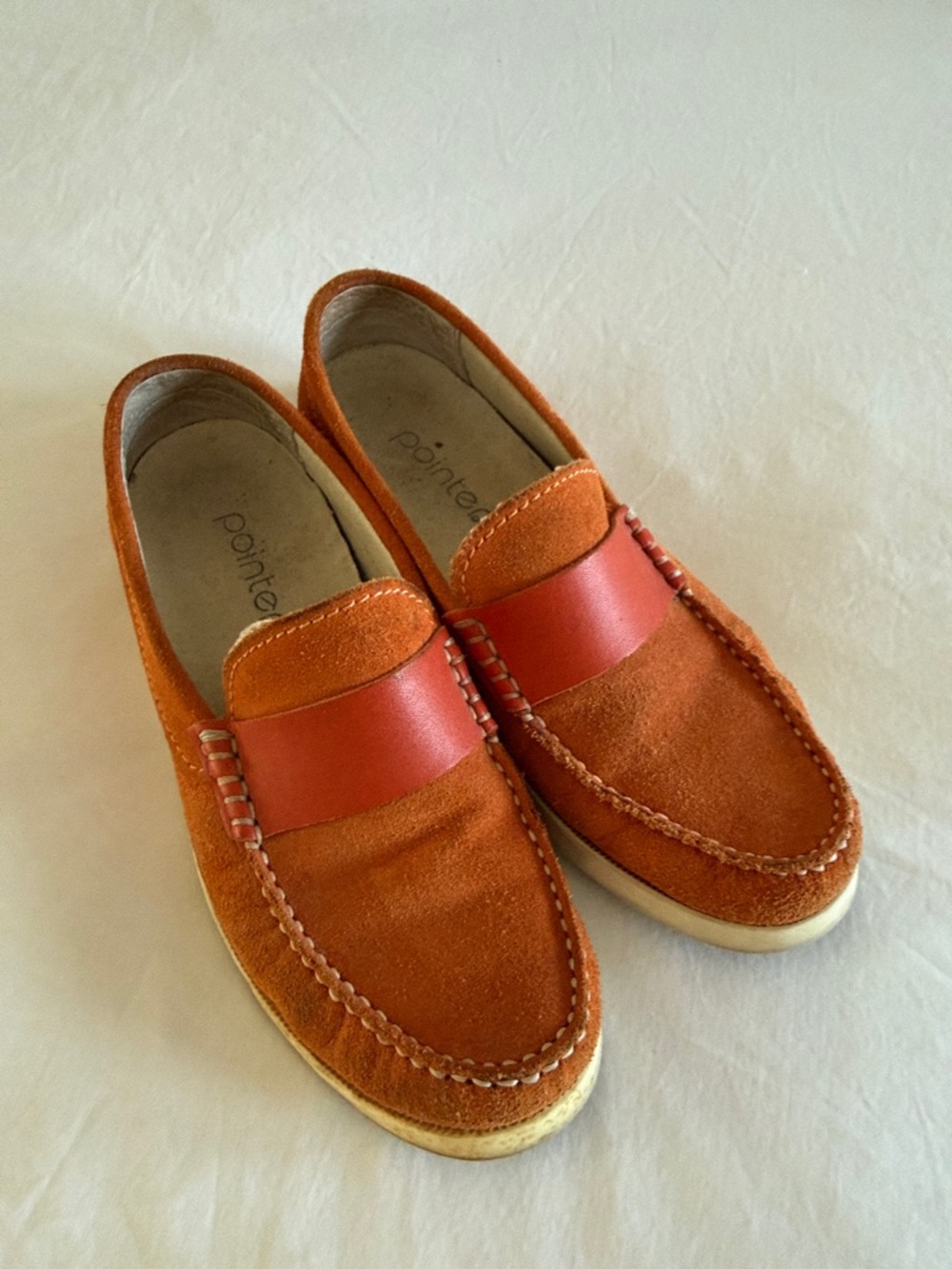 Orange Suede Moccasin Loafers